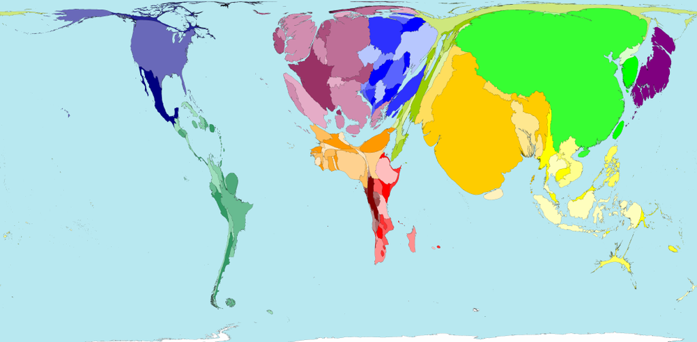 World population comparison in 1900. (Credit: Worldmapper)